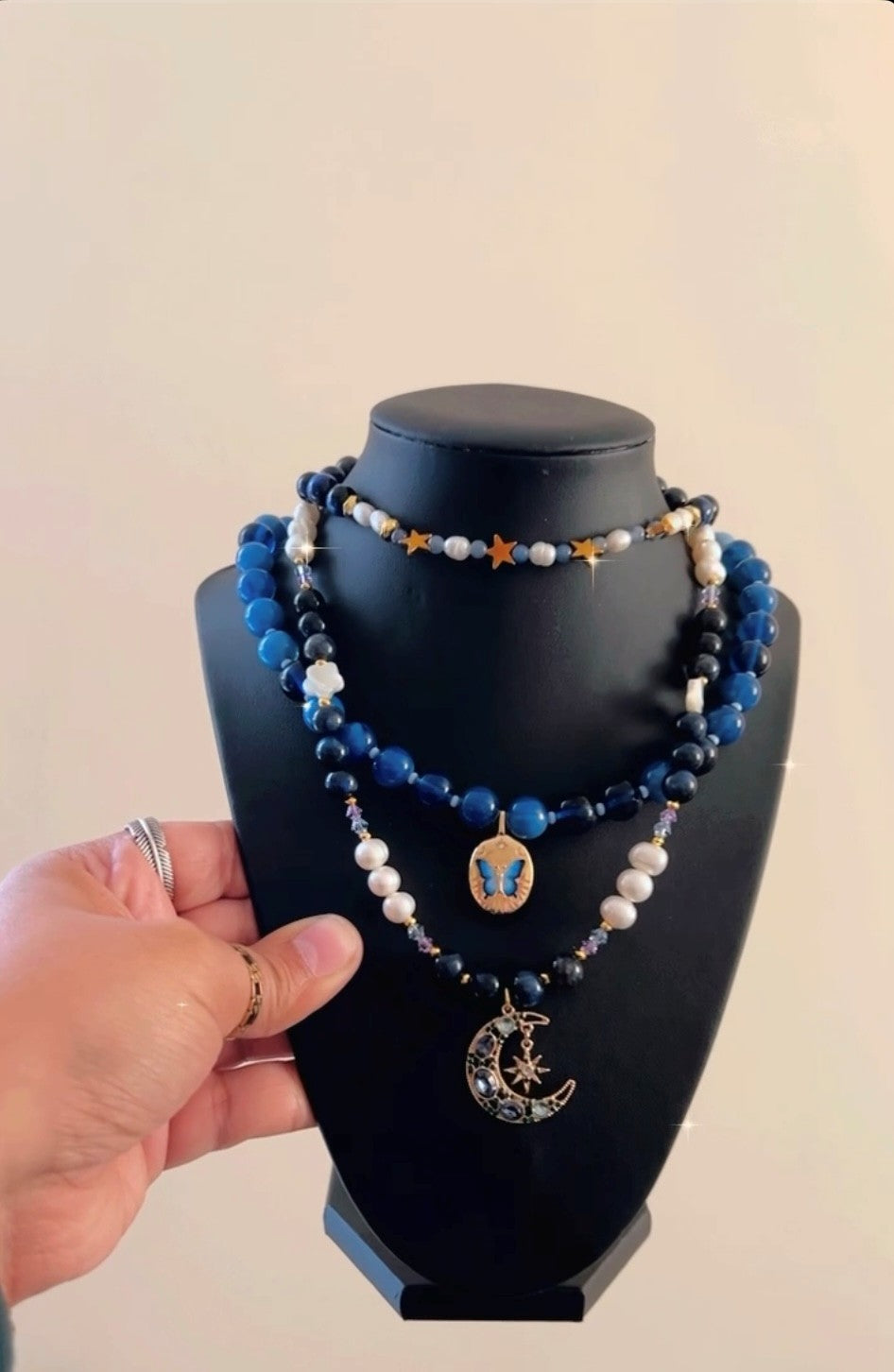 nova • half pearl half crystal necklace