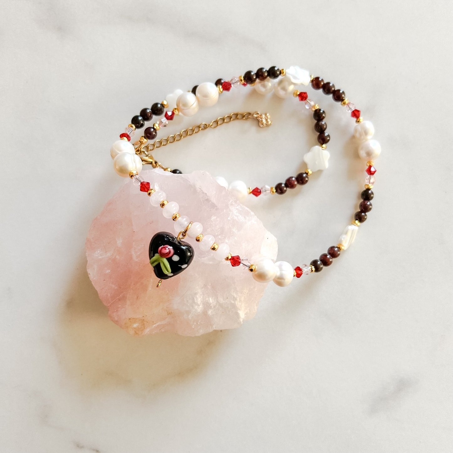 rayleigh • half beaded half pearl necklace