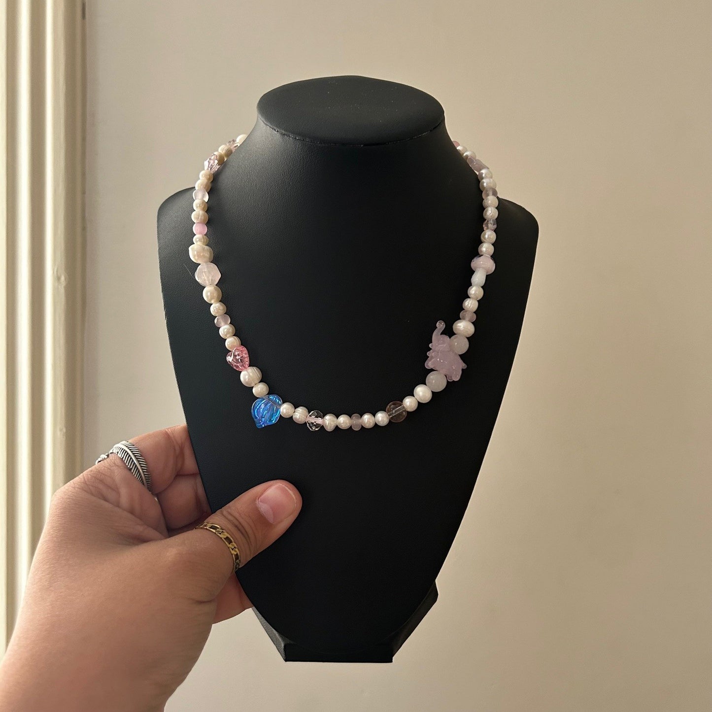lucy • half beaded half pearl necklace
