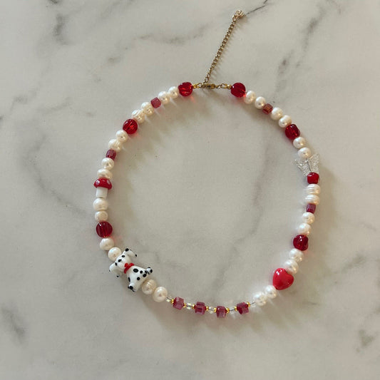 lucky • half beaded half pearl necklace