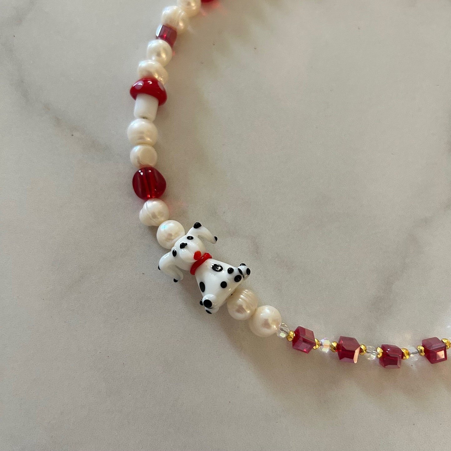 lucky • half beaded half pearl necklace