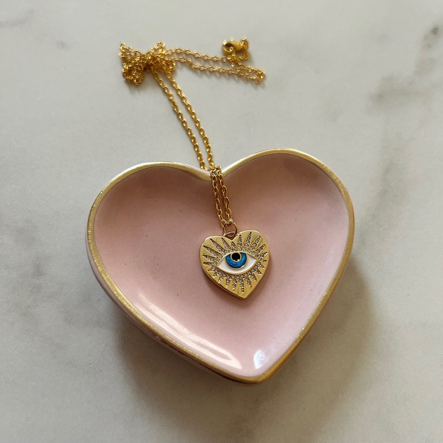zoey • evil eye heart dainty gold filled necklace