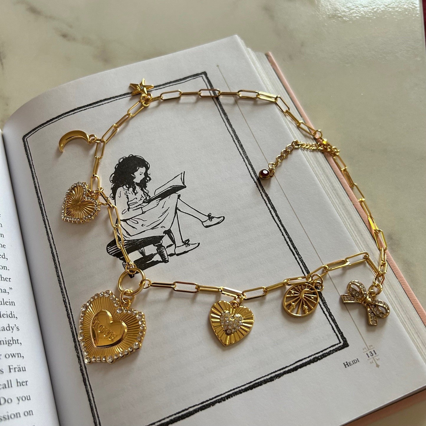 heart of gold • 14k gold plated chain • charm necklace