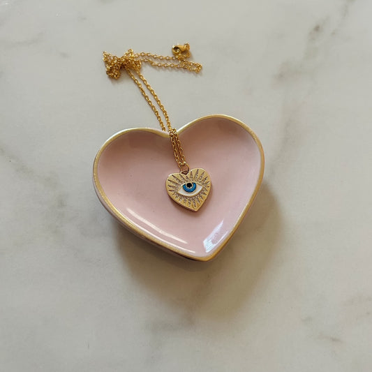 zoey • evil eye heart dainty gold filled necklace