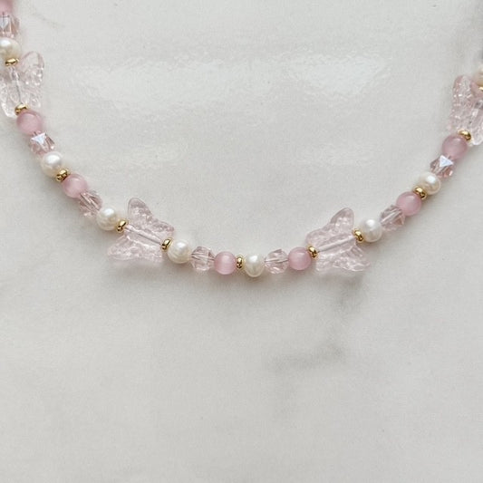 remington • half beaded half pearl necklace