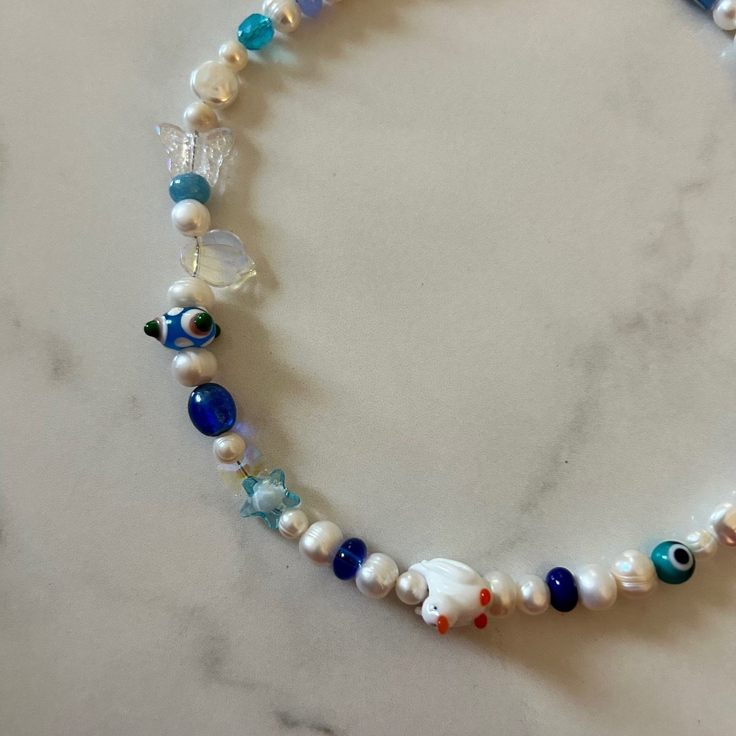 snowdrop  • winter wonderland • half beaded half pearl necklace