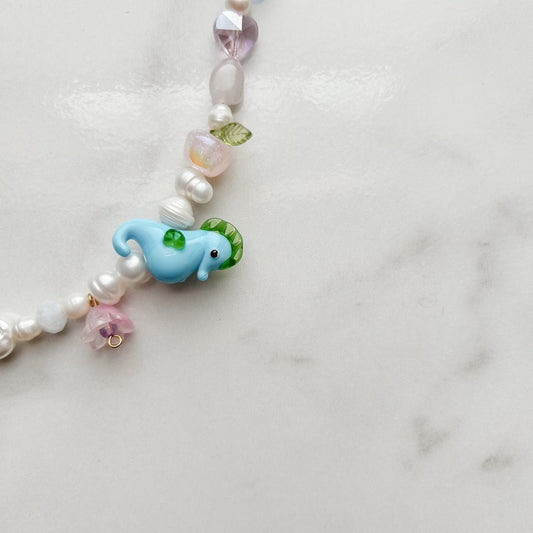 sheldon • half beaded half pearl necklace