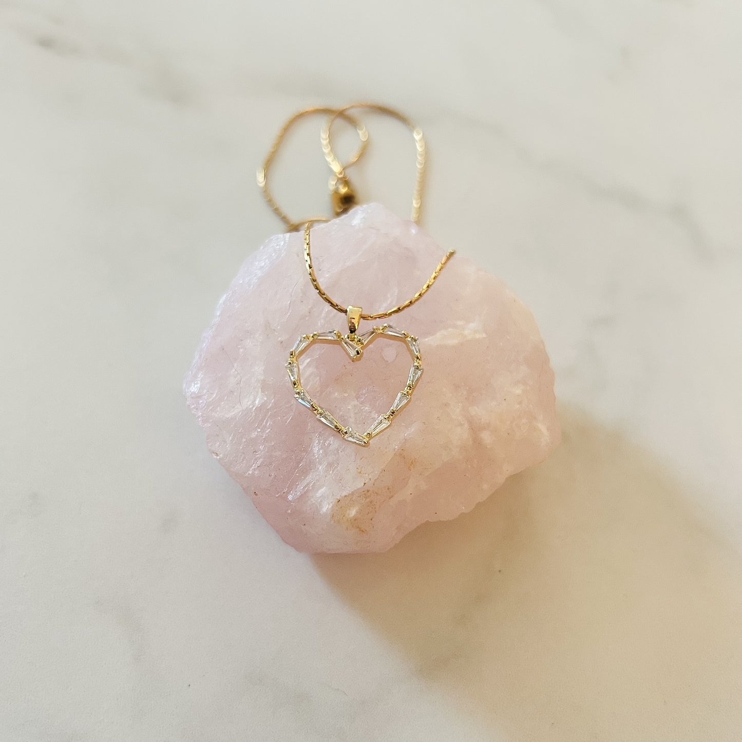 you got my shiny heart necklace · gold plated snake chain