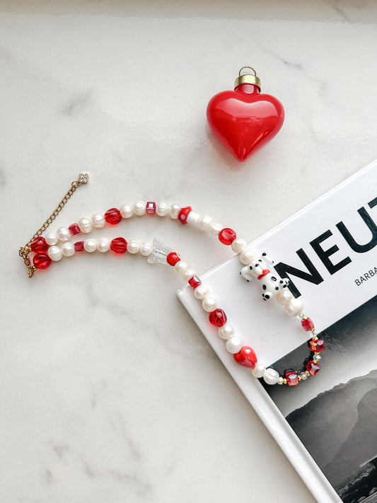 lucky • half beaded half pearl necklace