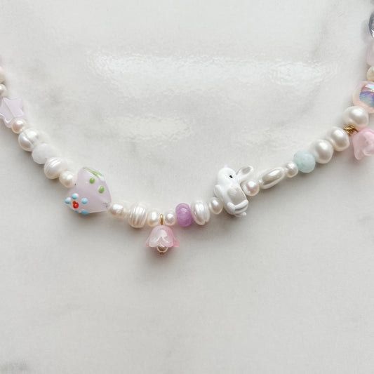 hoppy to be here • half beaded half pearl necklace