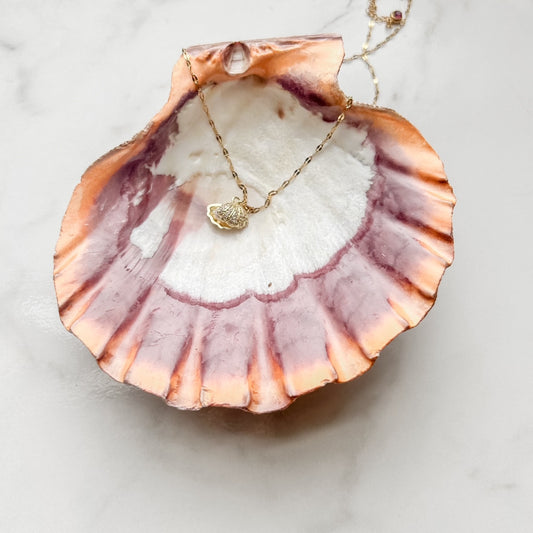 shell yeah • 18" stainless steel necklace