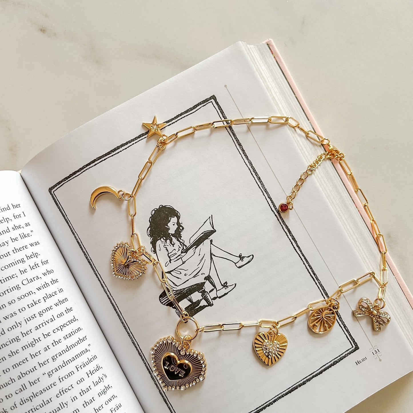 heart of gold • 14k gold plated chain • charm necklace