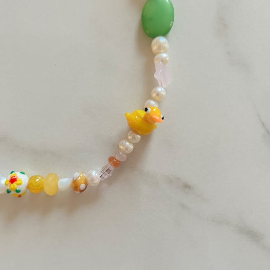 rubber ducky • half beaded half pearl necklace