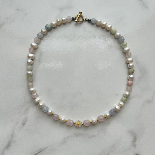 emem • half beaded half pearl necklace