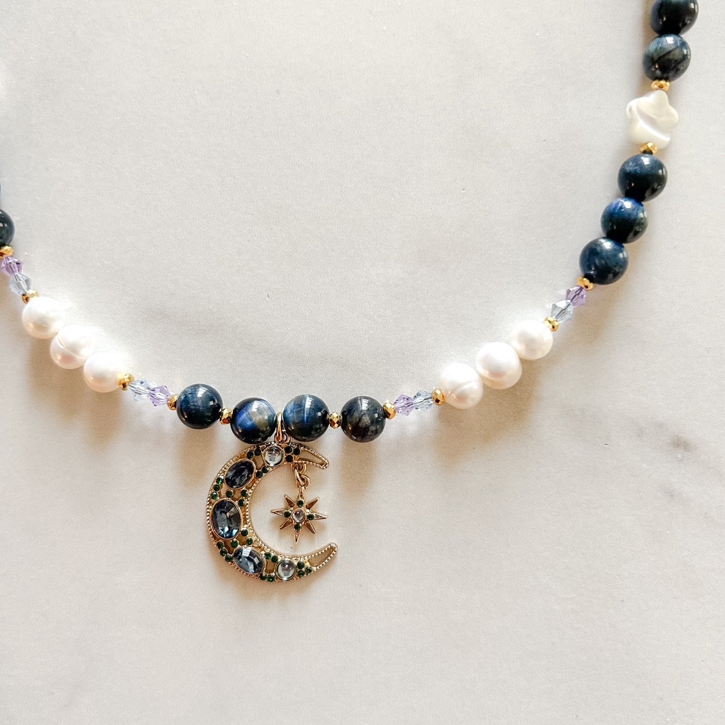 nova • half pearl half crystal necklace