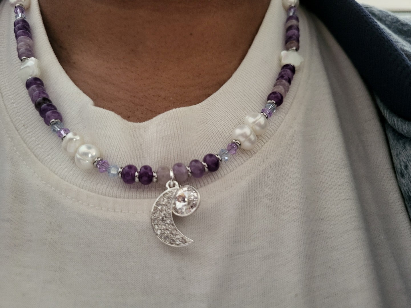 kyra • half beaded half pearl necklace