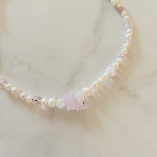 lucy • half beaded half pearl necklace