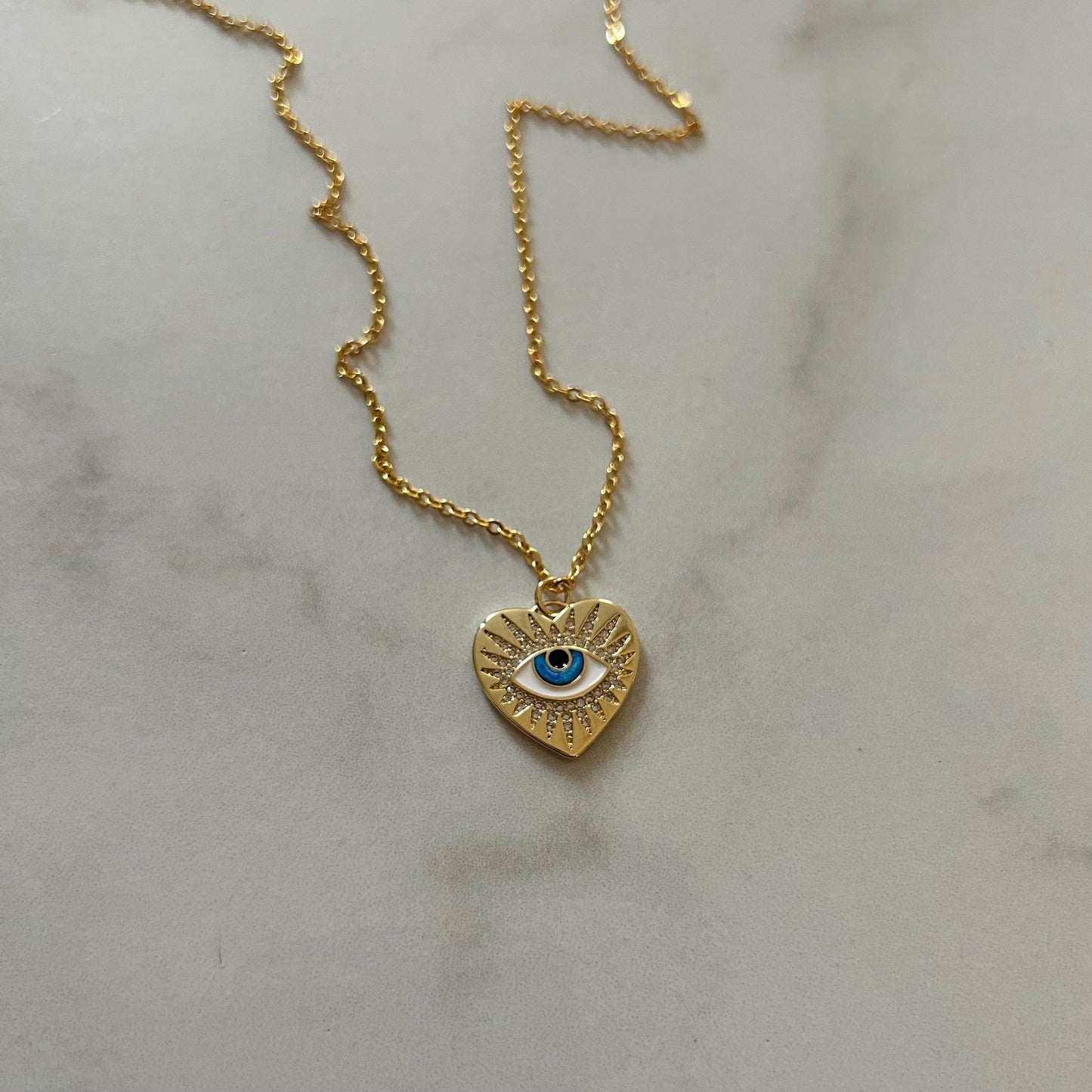 zoey • evil eye heart dainty gold filled necklace