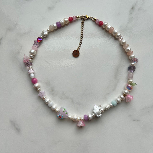 hoppy to be here • half beaded half pearl necklace
