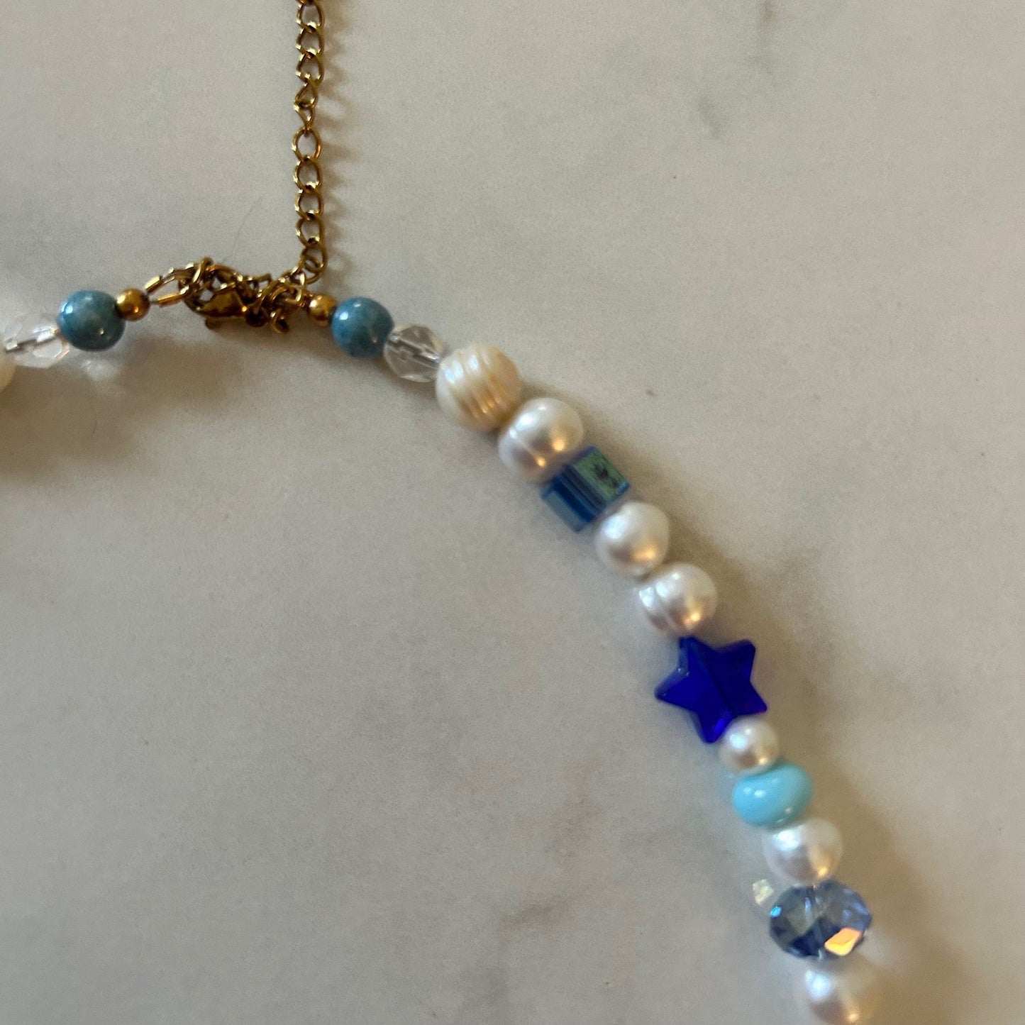 snowdrop  • winter wonderland • half beaded half pearl necklace