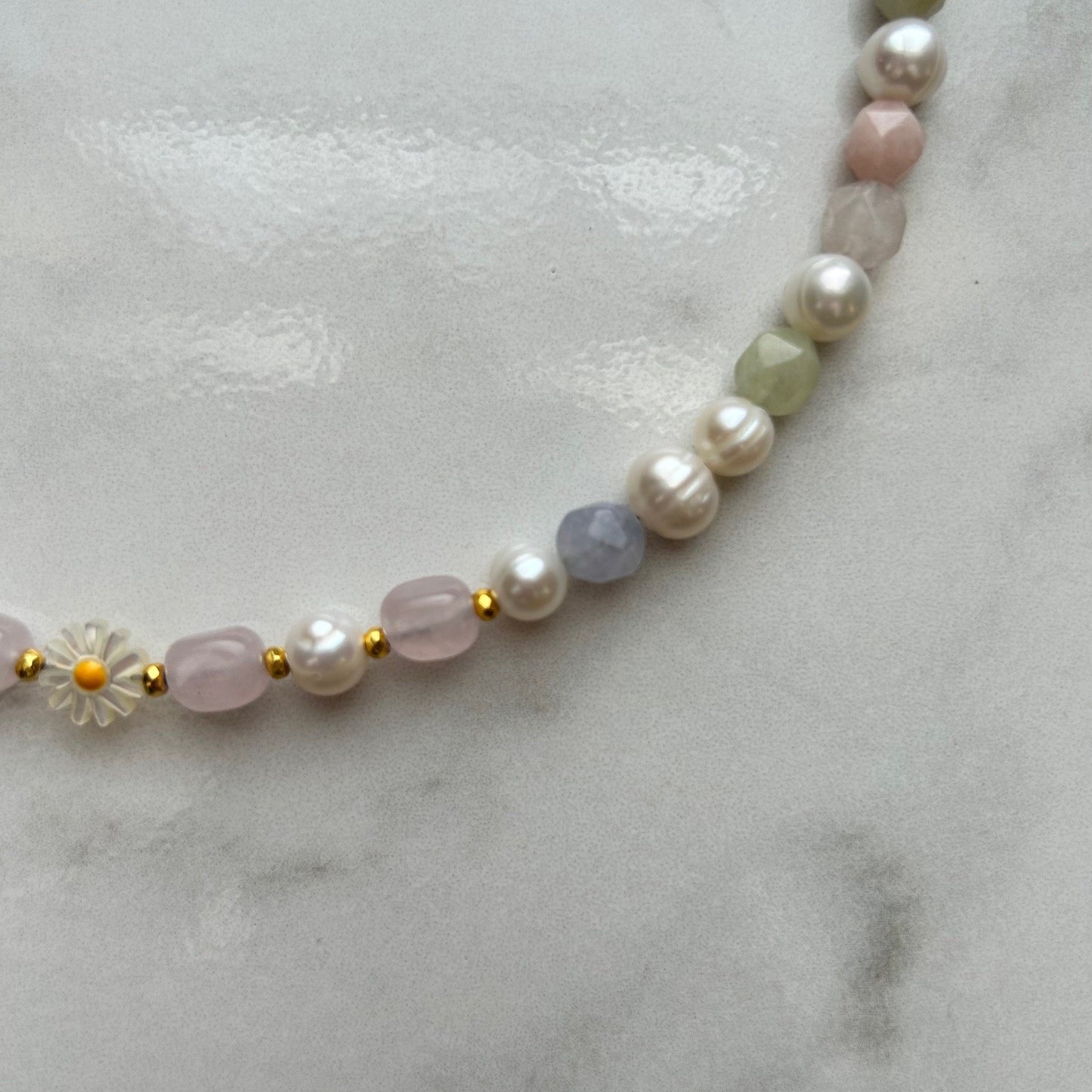 emem • half beaded half pearl necklace