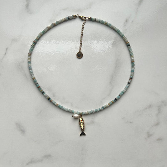swim shady • amazonite beaded necklace