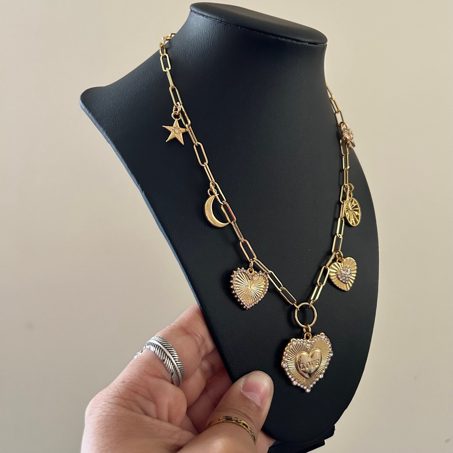 heart of gold • 14k gold plated chain • charm necklace