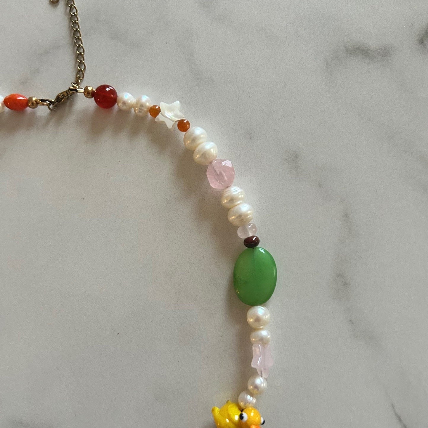 rubber ducky • half beaded half pearl necklace