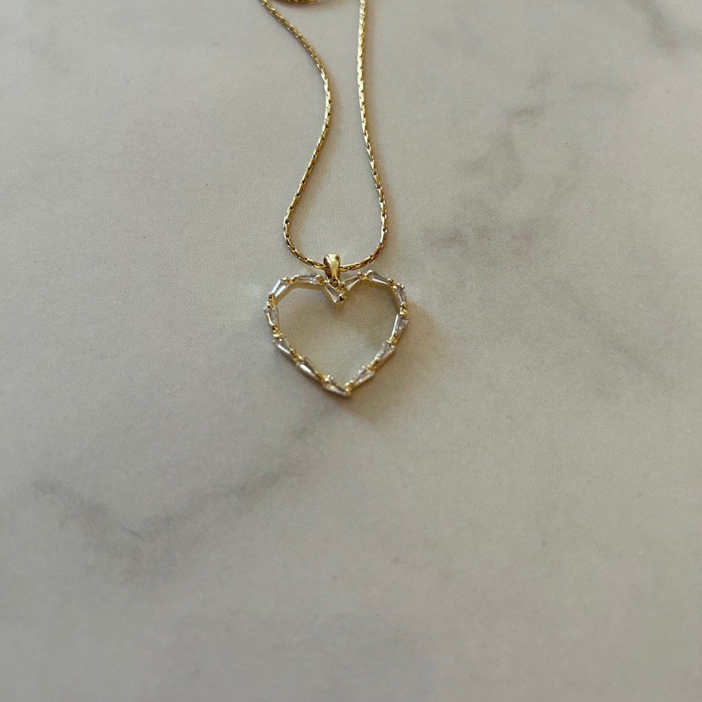 you got my shiny heart necklace · gold plated snake chain