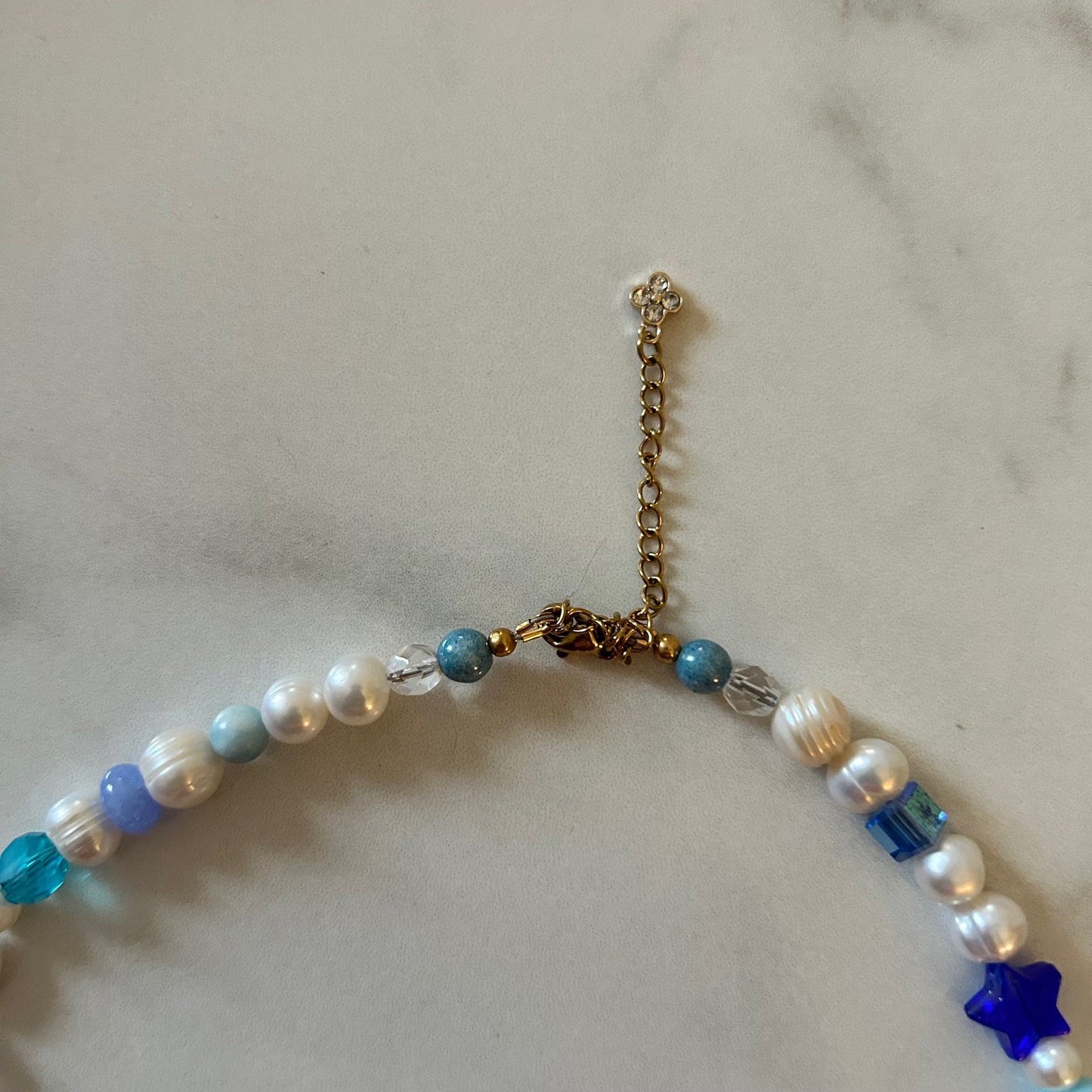 snowdrop  • winter wonderland • half beaded half pearl necklace