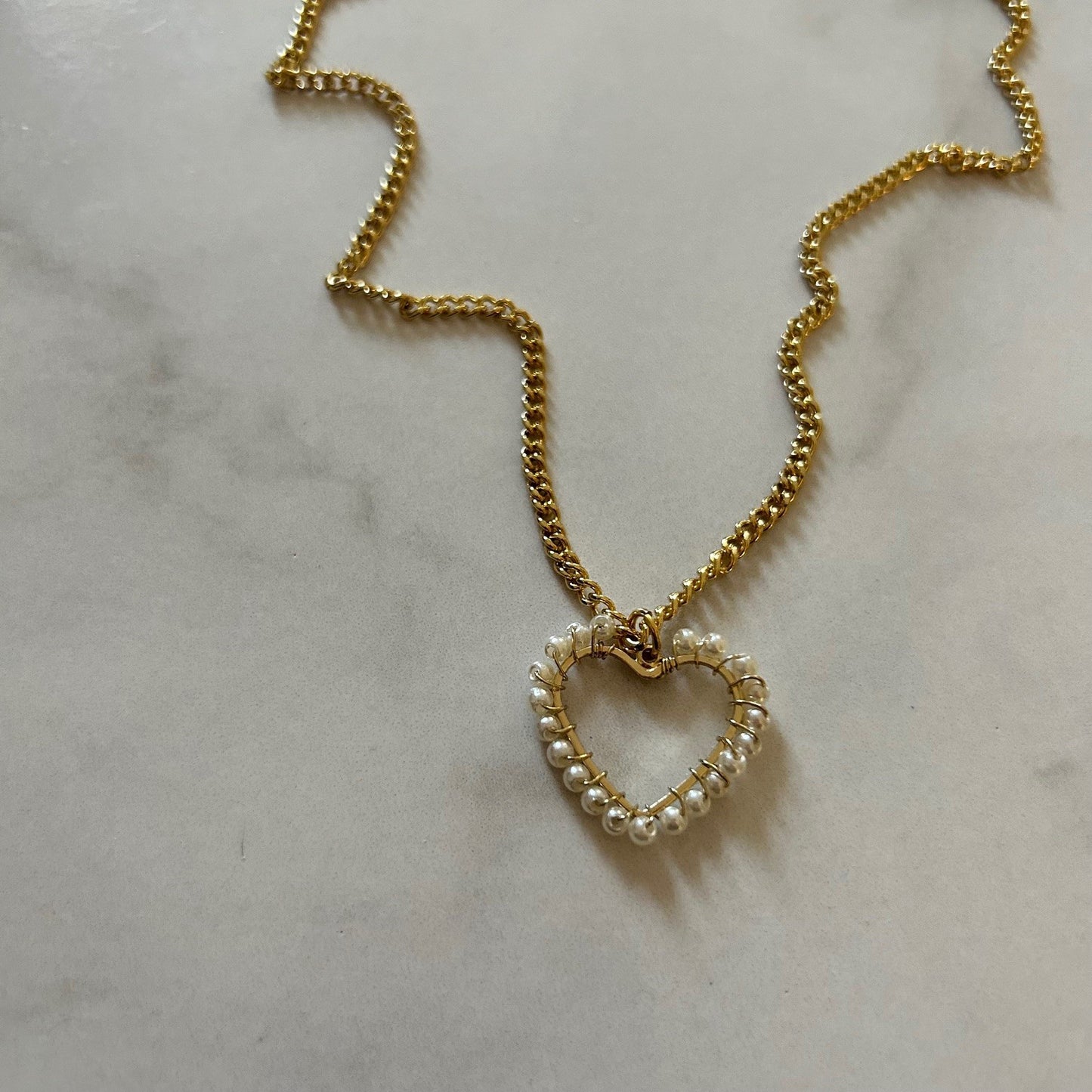 isabella • pearl heart gold filled necklace