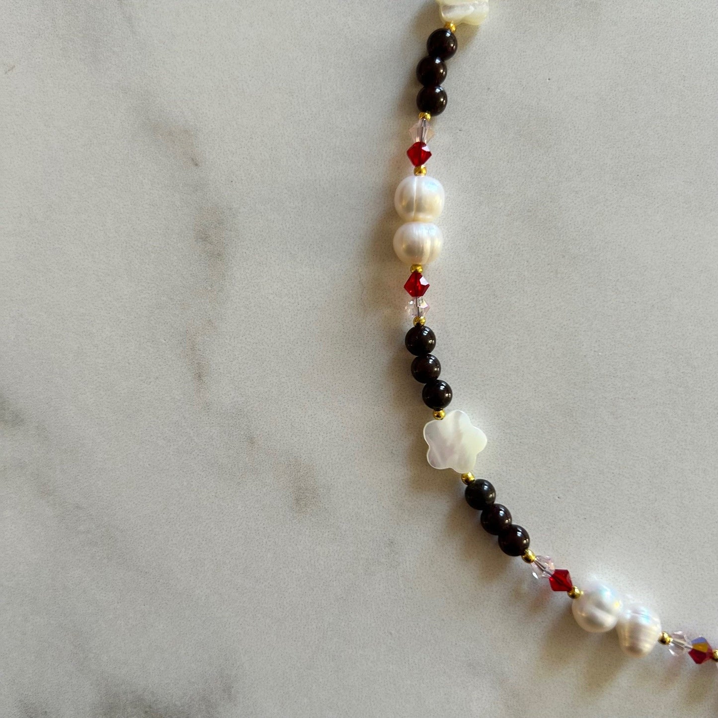 rayleigh • half beaded half pearl necklace