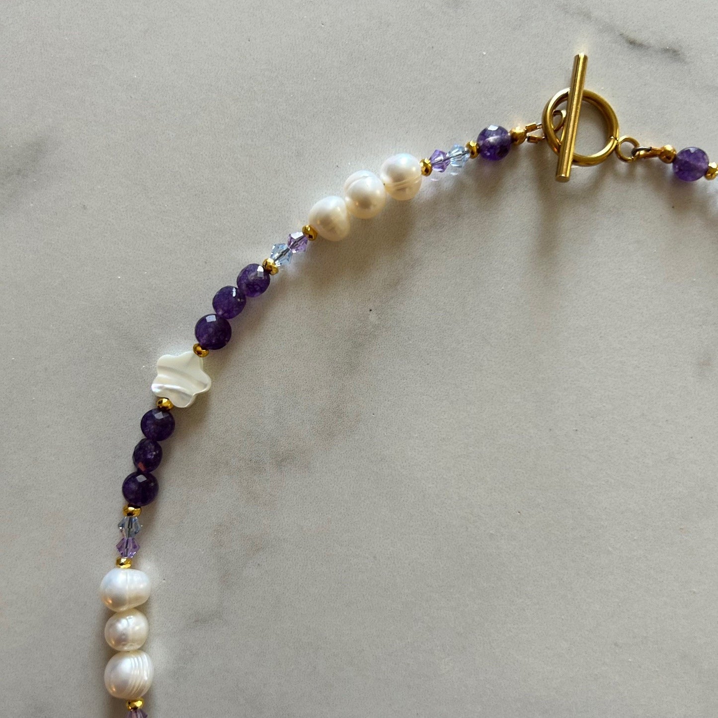 bejeweled • half beaded half pearl necklace