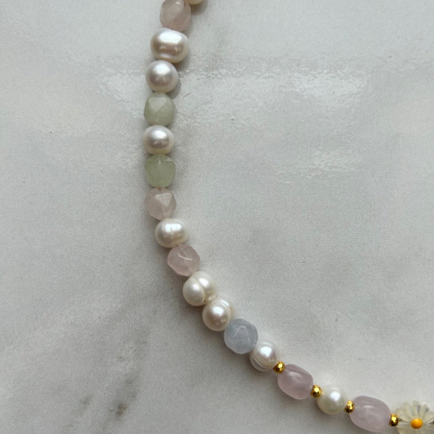 emem • half beaded half pearl necklace