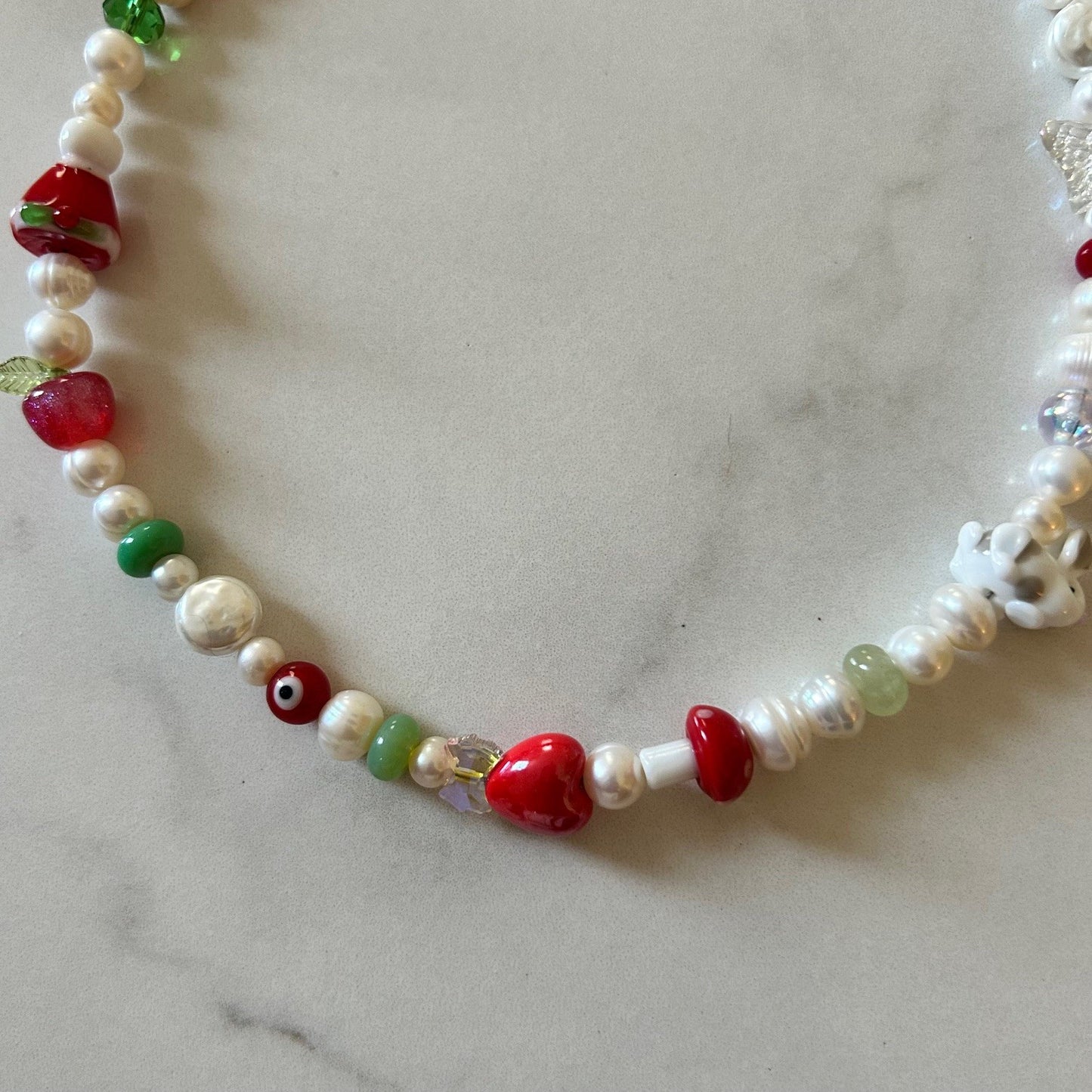 patch • half beaded half pearl necklace
