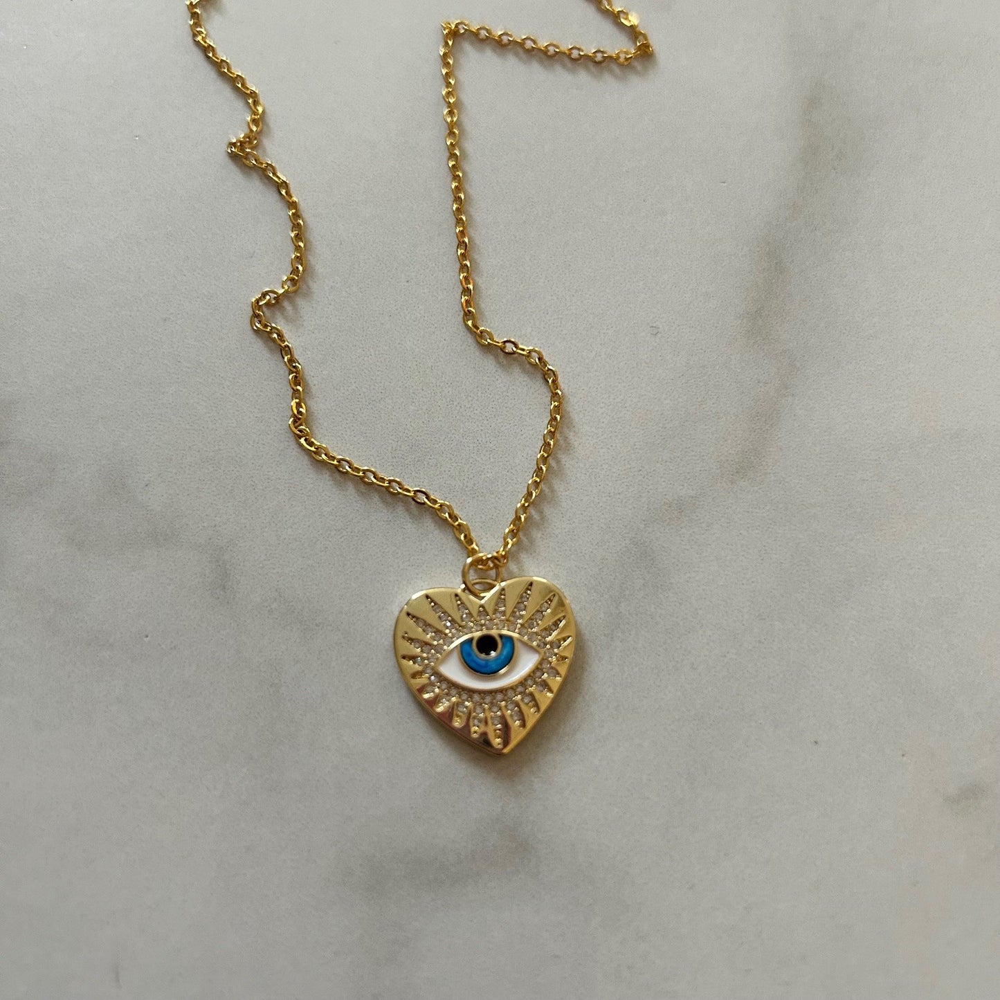 zoey • evil eye heart dainty gold filled necklace