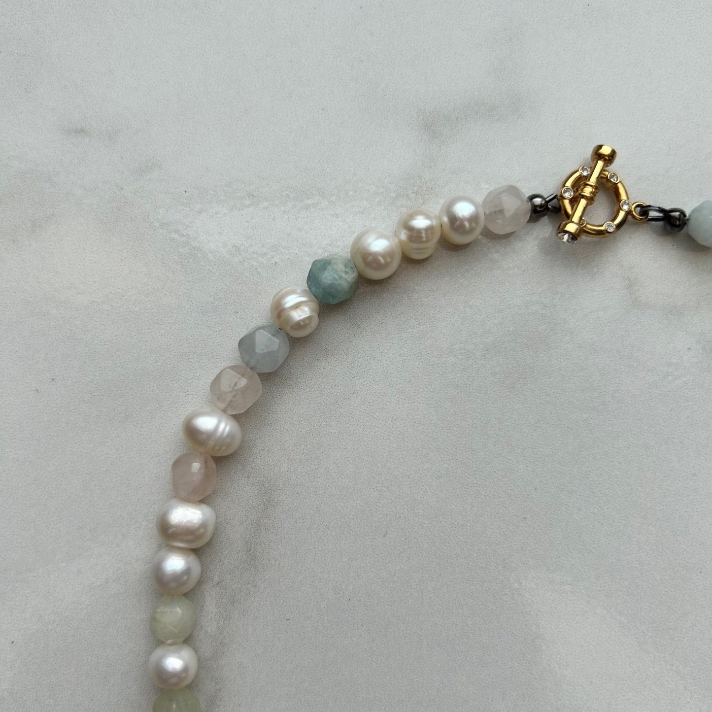 emem • half beaded half pearl necklace