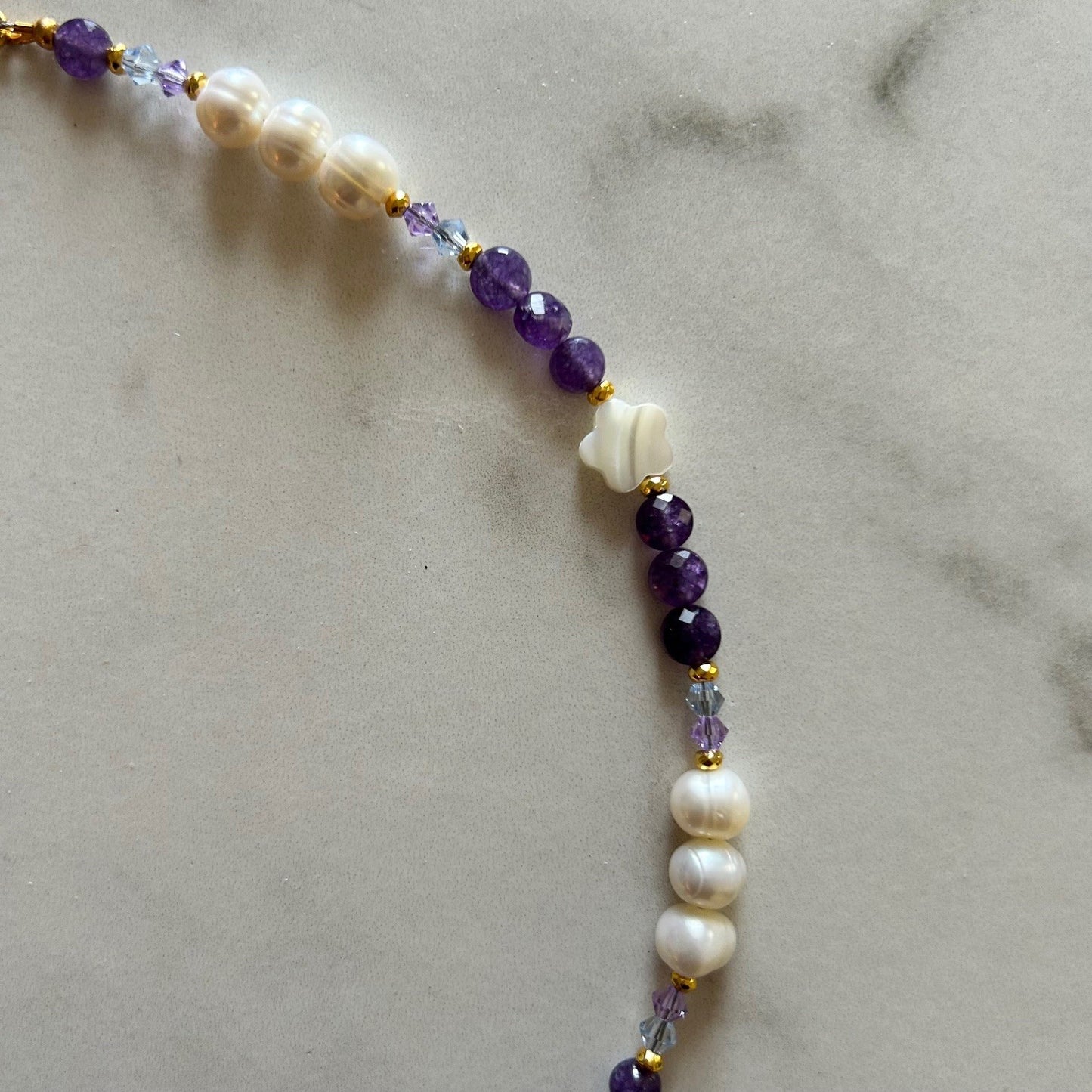 bejeweled • half beaded half pearl necklace