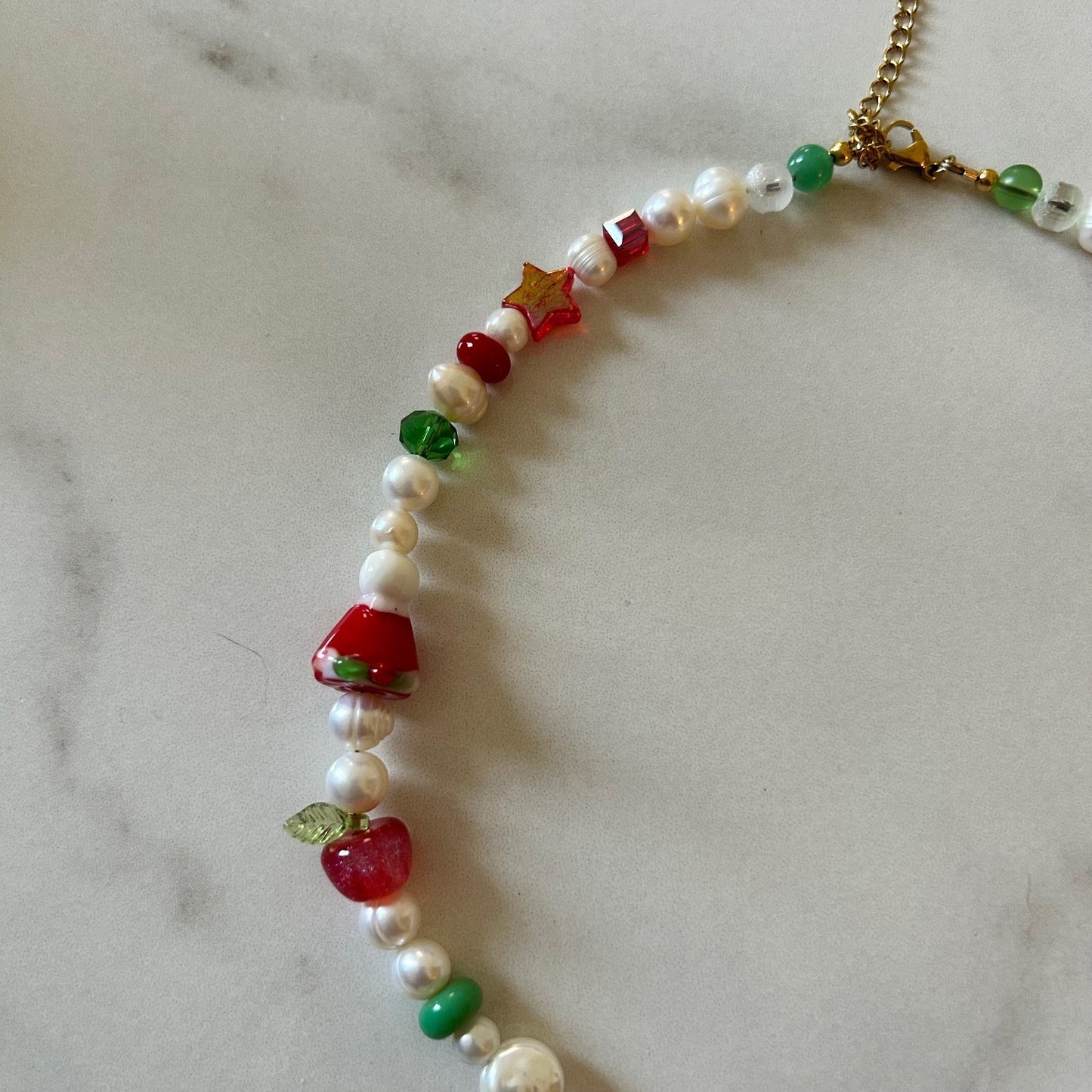 patch • half beaded half pearl necklace