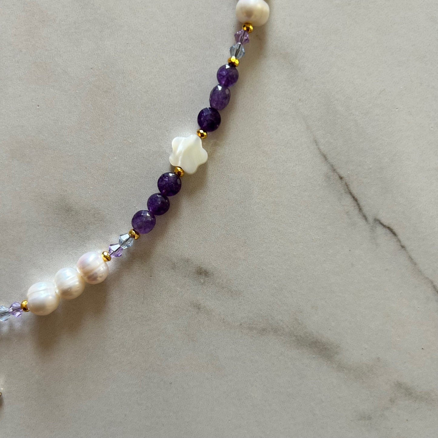 bejeweled • half beaded half pearl necklace