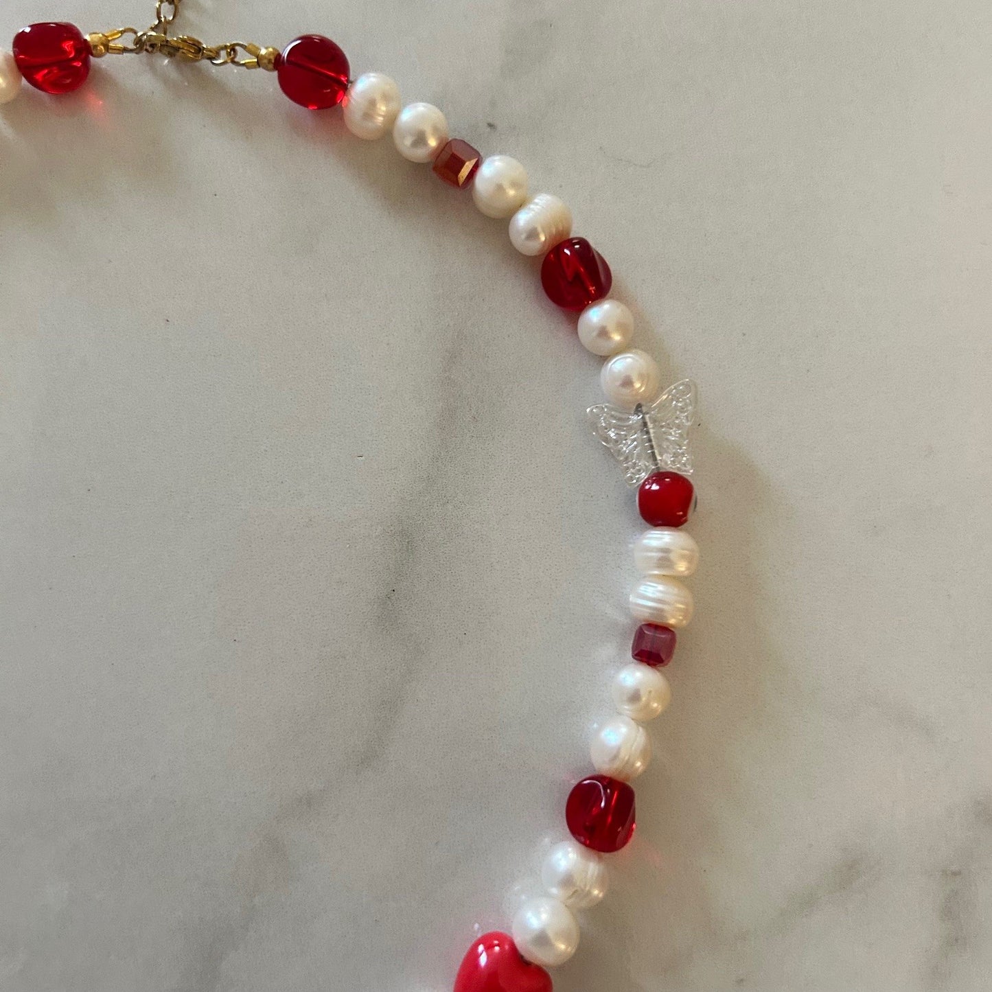 lucky • half beaded half pearl necklace
