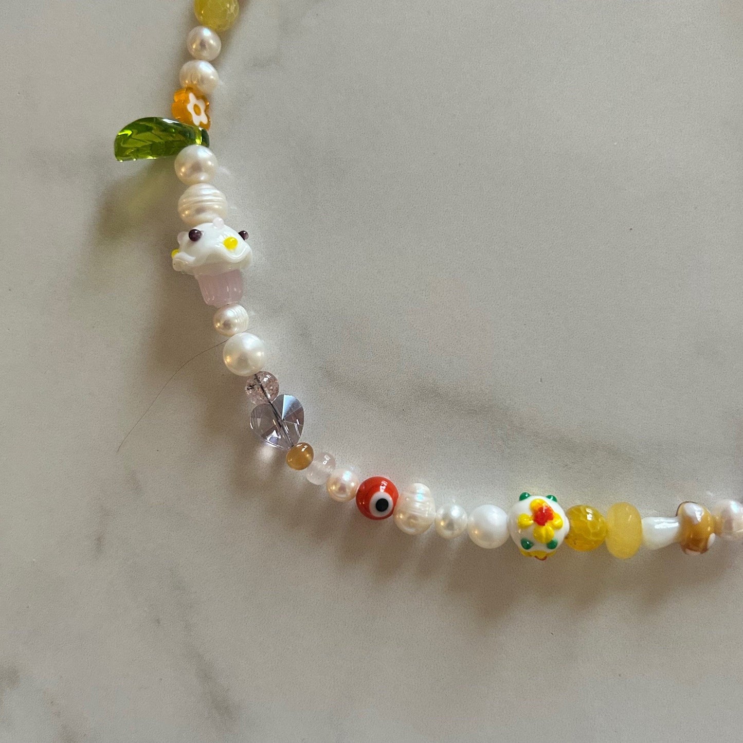 rubber ducky • half beaded half pearl necklace