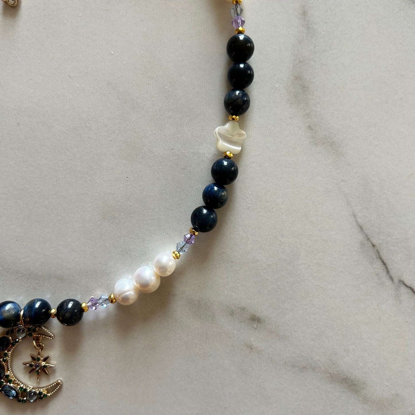nova • half pearl half crystal necklace