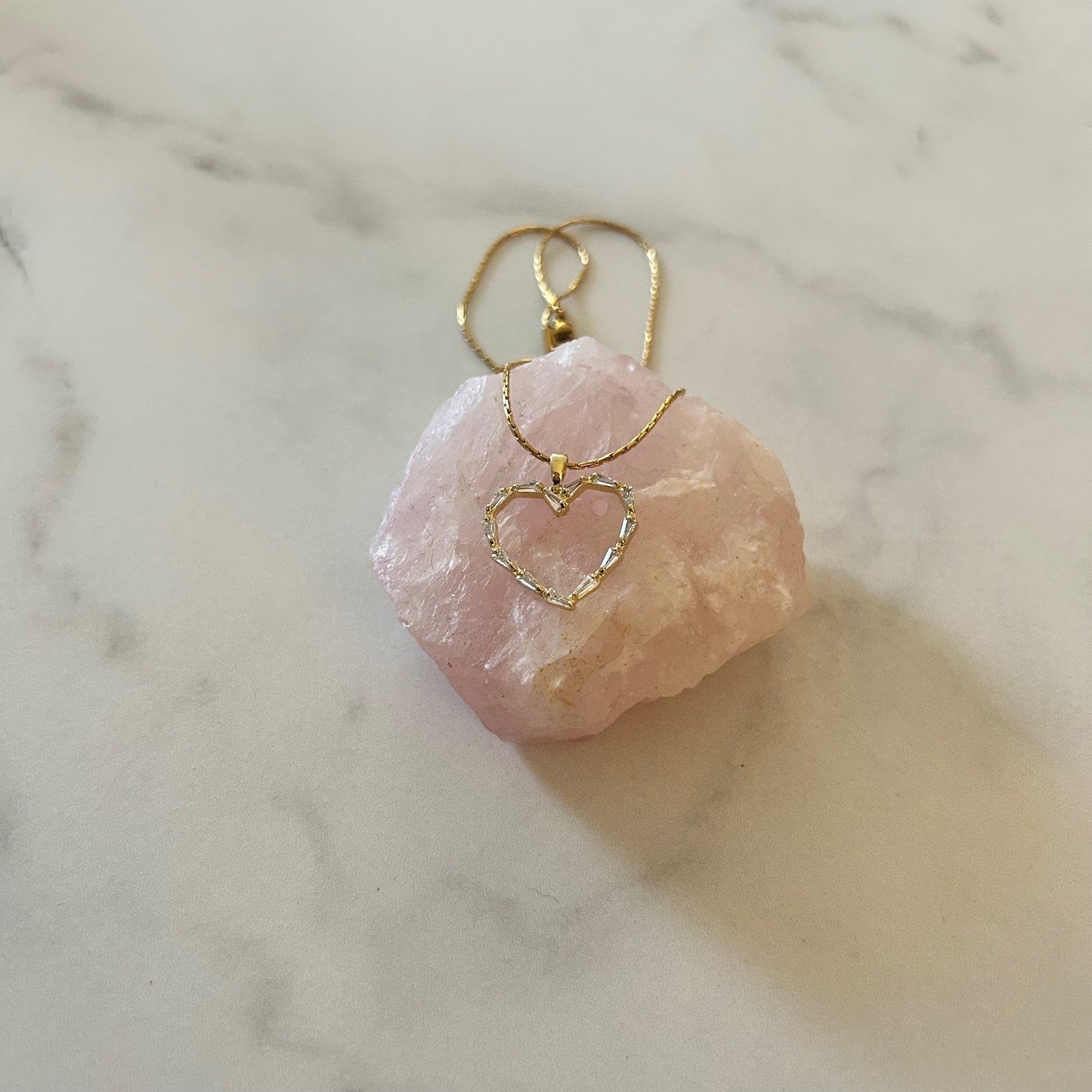 you got my shiny heart necklace · gold plated snake chain