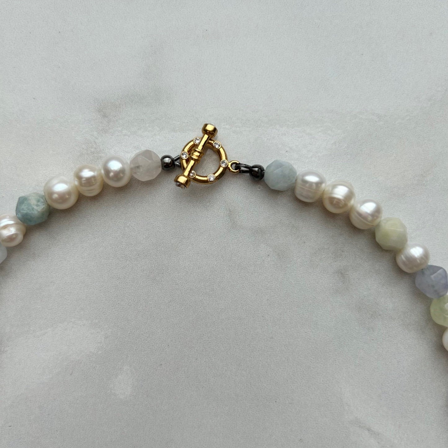 emem • half beaded half pearl necklace