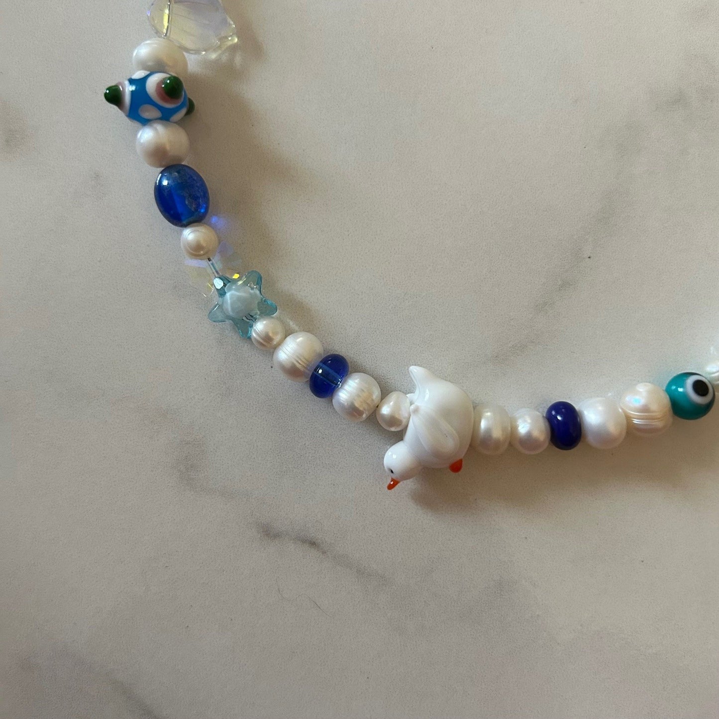 snowdrop  • winter wonderland • half beaded half pearl necklace