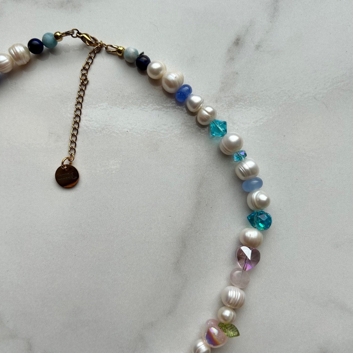 blueberry • half beaded half pearl necklace