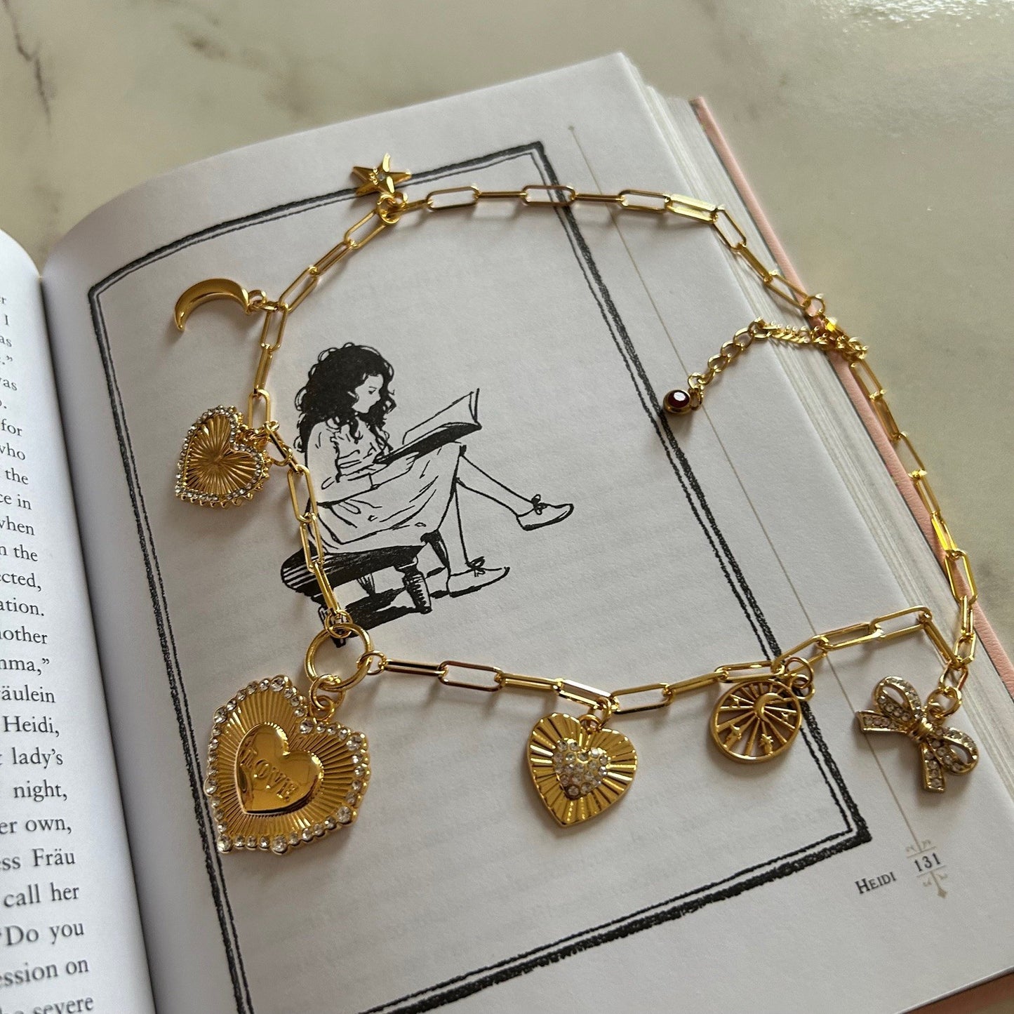 heart of gold • 14k gold plated chain • charm necklace