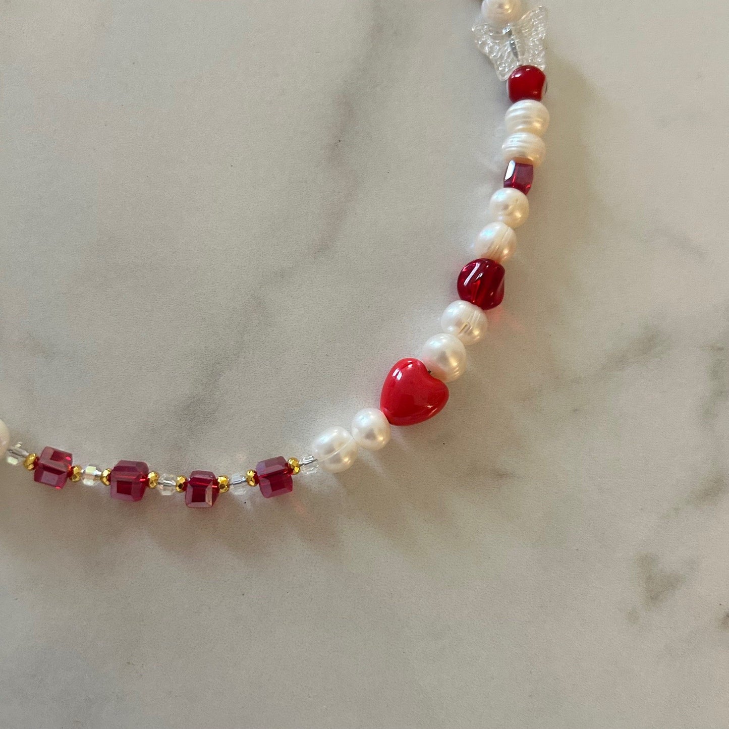 lucky • half beaded half pearl necklace