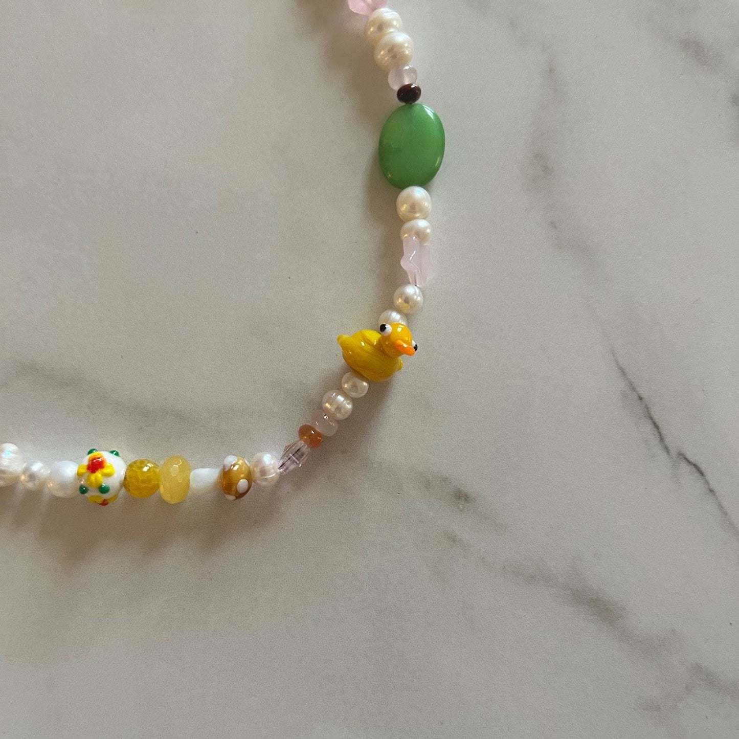 rubber ducky • half beaded half pearl necklace